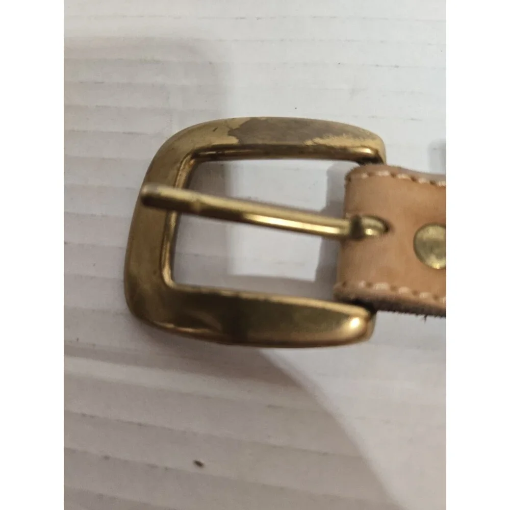 Fossil Leather Womens Girls Leather Belt Tarnished Brass Buckle, Size M